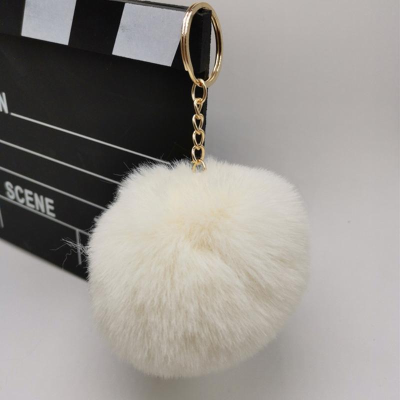 Colorful Pompoms Keychains Fluffy Plush Ball Faux Fur Keyring for Women Girl Hat Shoes Jewelry Bag Charms Accessories