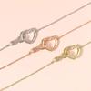 Heart Bracelet for Women Crystal Infinite Love Aesthetic Korean Gold Color Chain Bangles Wedding Accessories Bride Jewelry H058