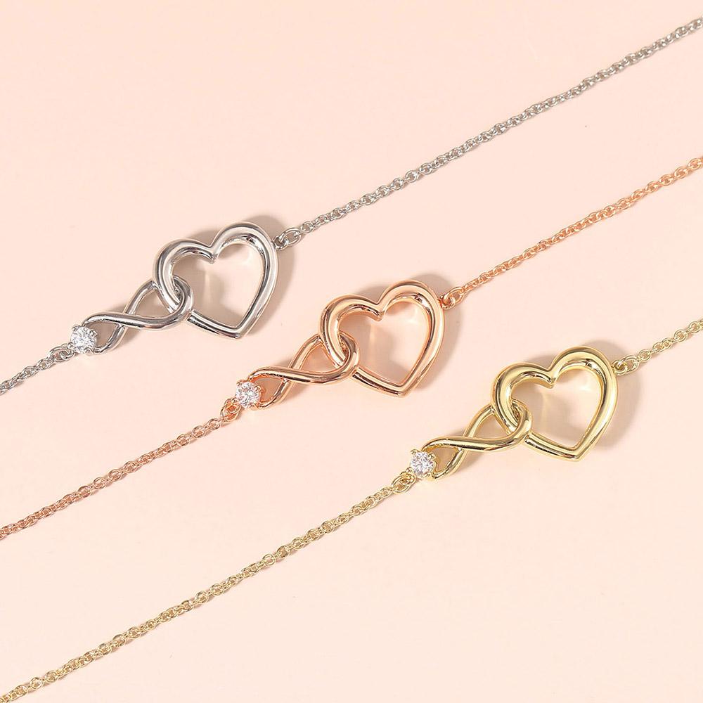 Heart Bracelet for Women Crystal Infinite Love Aesthetic Korean Gold Color Chain Bangles Wedding Accessories Bride Jewelry H058
