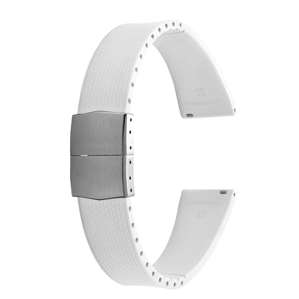 20mm Delugs CTS FKM Gummi Uhrenarmbänder mit 4 Farben Schmetterlingsschließe Einzigartige Textur Schnellverschluss Uhrenarmband für Markenuhr