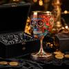 Decorative Gothic Skull Wine Glass with Floral Pattern Suitable for Home Bar Halloween Decoration Unique Stemware Design