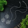 3-piece Vintage Ethnic Style Women's Jewelry Set: Antique Silver Tree of Life Pendant Earrings and Necklace, Simple and Unique Accessories