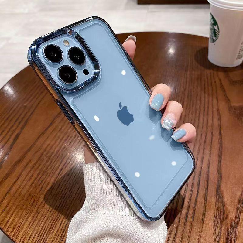 Applicable to iphone16ProMax mobile phone case, transparent space case, Apple 15 anti-drop and non-yellowing electroplating protective case.