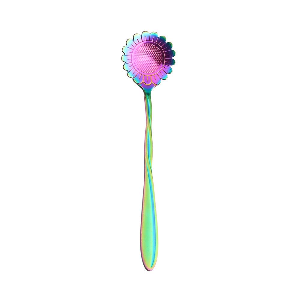 Gold Plated Christmas Flower Mixing Spoon - Japanese Stainless Steel Coffee Stirrer with Custom Logo Option.