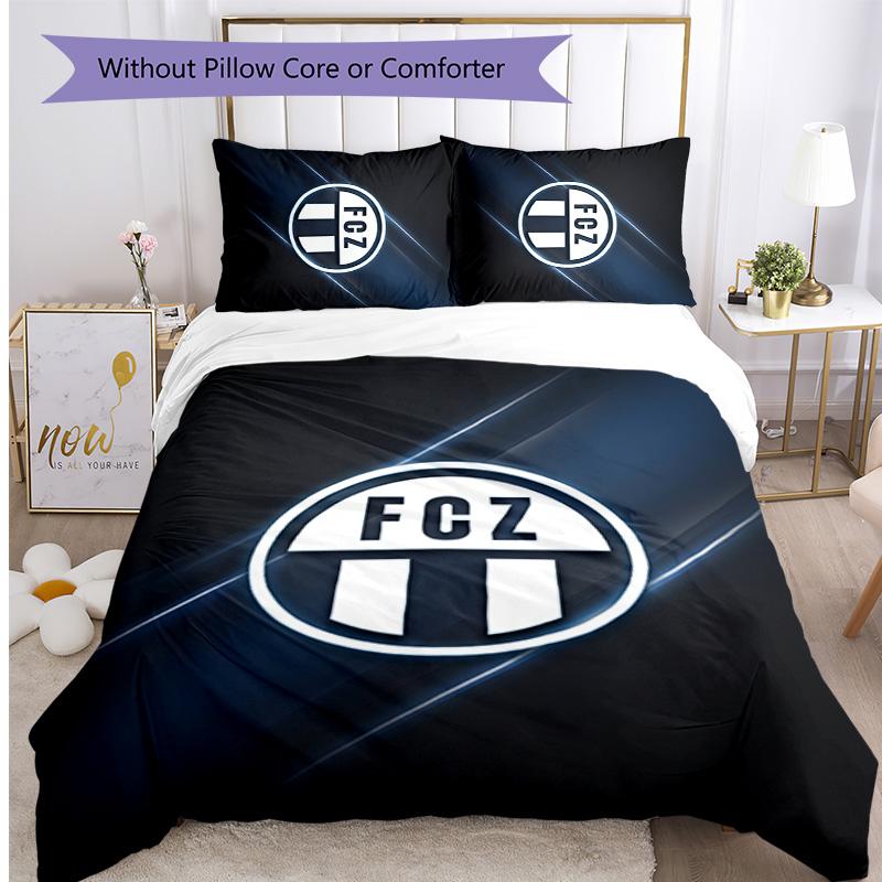 Set Lenzuola Stampato FC Zürich 3 Pezzi Copripiumino Traspirante con Federe Biancheria da Letto Decorativa per Camera da Letto Casa
