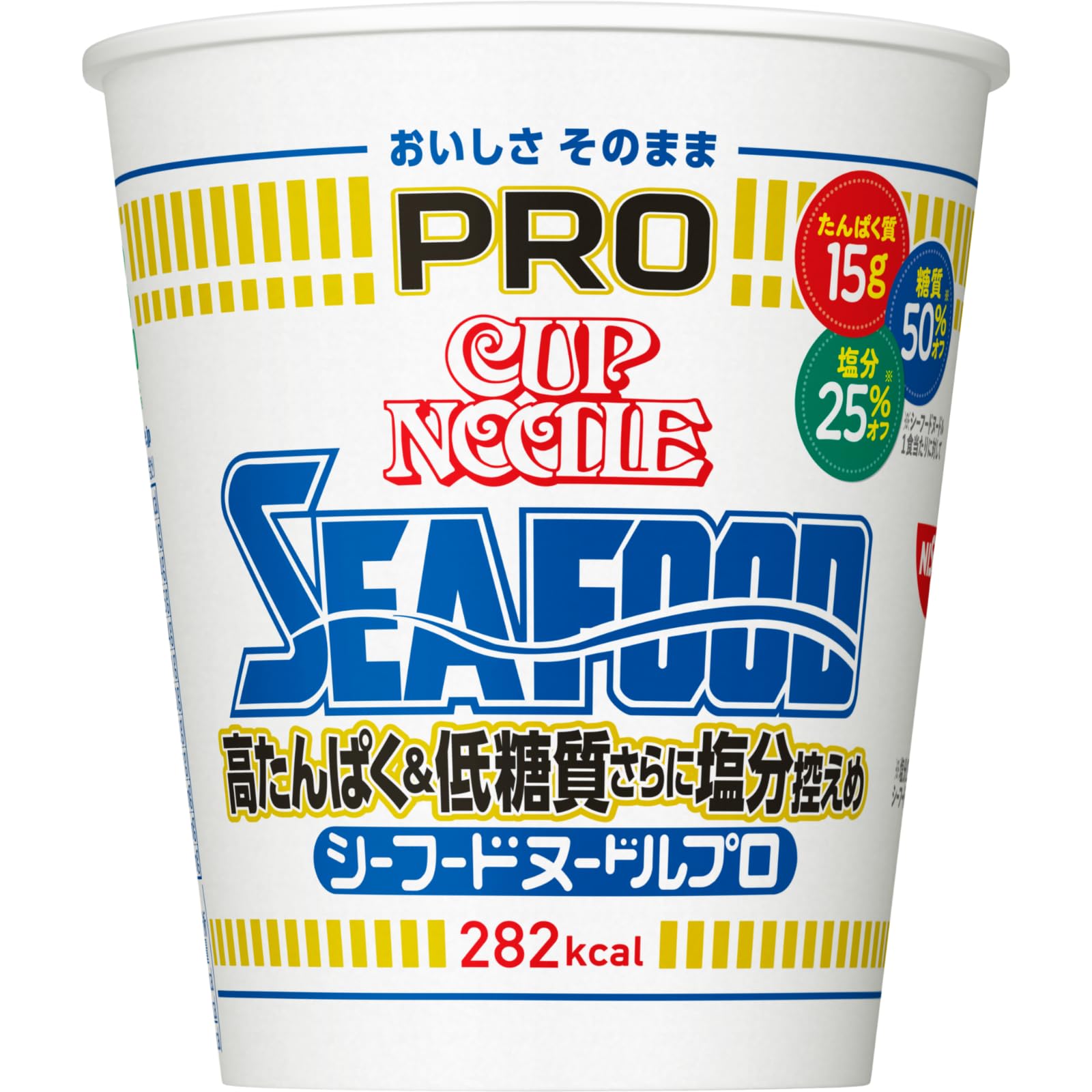 

Nissin Cup Noodle PRO Seafood High Low and Low Sodium 282kcal per Dietary 78g x 12 cups Noodles, Protein, Carb, [Delicious Taste], serving, Fiber,