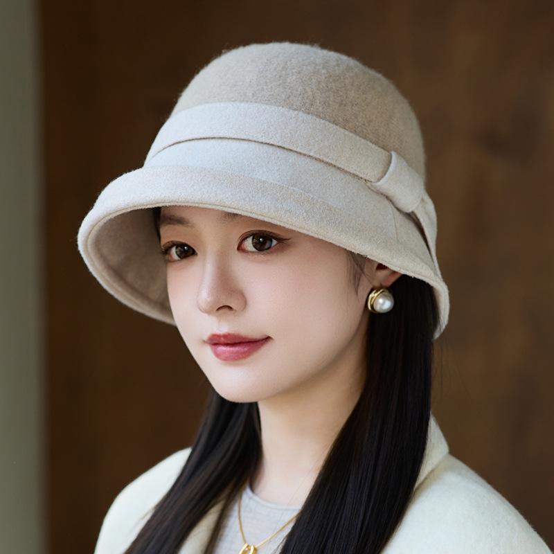 Middle-aged and Elderly Fashion Basin Hat Women's Autumn and Winter Elegant Warm Top Hat New Fashion Bucket Hat