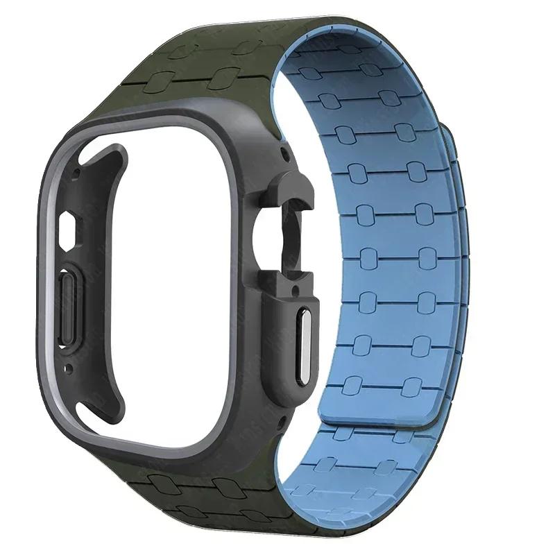 TPU Case+Silicone Strap for Apple Watch Band Ultra 2 49mm 45mm 44mm 41mm Protective Case Bracelet for Iwatch Series 9 8 7 6 5 4
