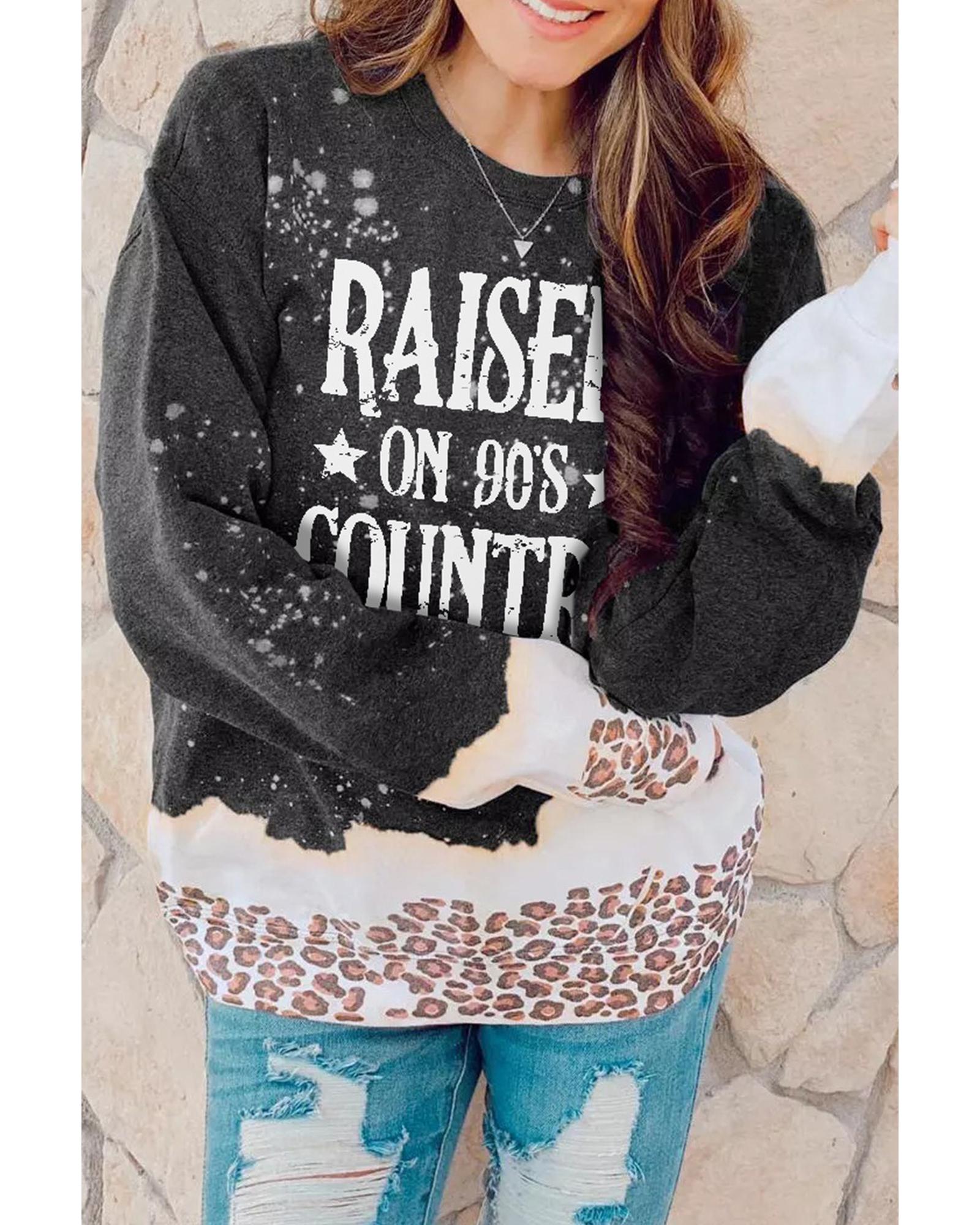 

Azura Exchange Leopard Color Block Sweatshirt S чорний