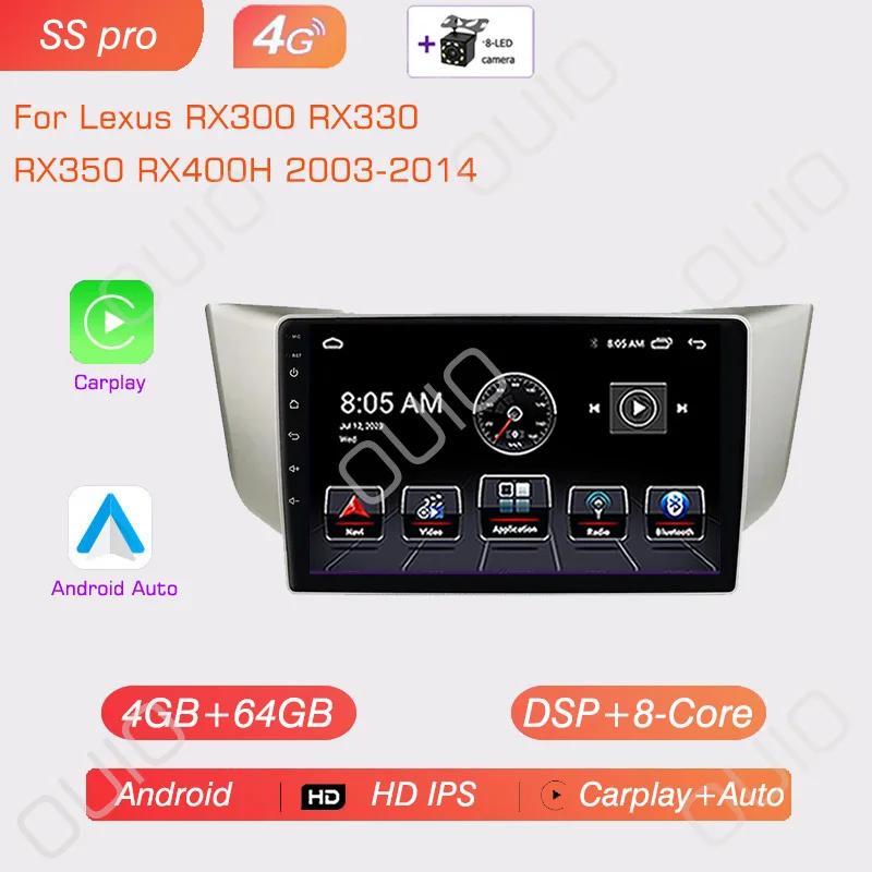 4G Android 13 Radio For Lexus RX300 RX330 RX350 RX400H 2003-2014 Car Stereo Multimedia Player Carplay Auto GPS Navigation