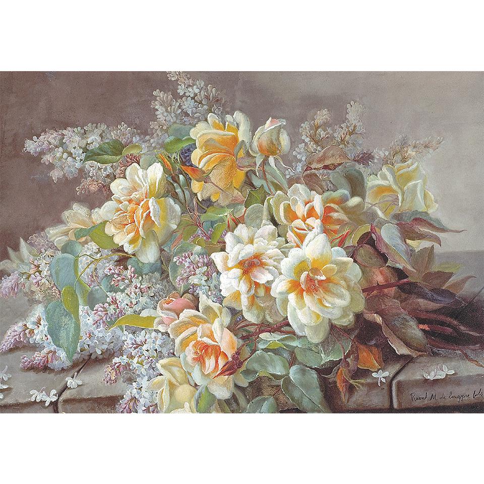 5D DIY Diamond Painting Pretty Retro Flower Diamond Embroidery Cross Stitch Kit Full Rhinestone Mosaic Home Decor