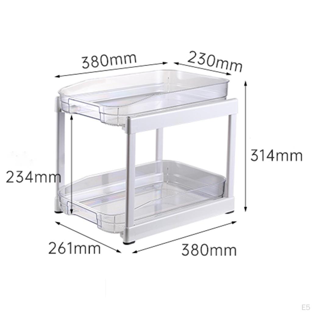 2 Tier Pull Out Drawer Storage Containers under Sink Organizer Stackable