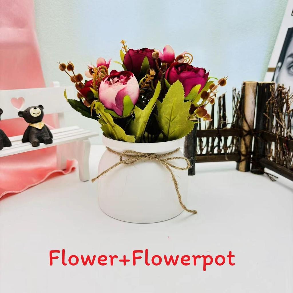 Camellia Flower Artificial Potted Plant For Home Decor And Wedding Arrangements