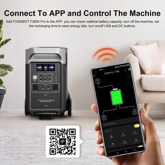FOSSiBOT F3600 Pro Portable Power Station + 1x FB3840 Expansion Battery LiFePO4| 7680Wh Solar Generator| APP/RV/Camping