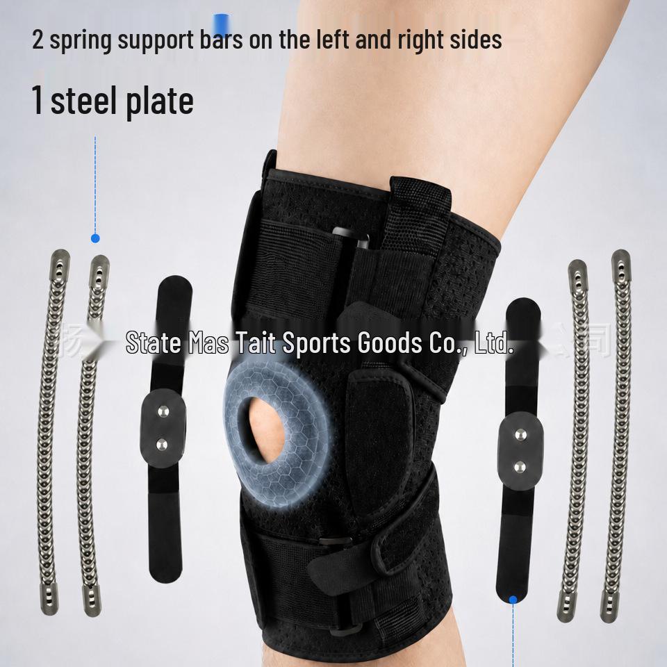 Adjustable Knee Brace with Silicone Protection & Spring Support for Running, Mountaineering, Weightlifting, Fitness