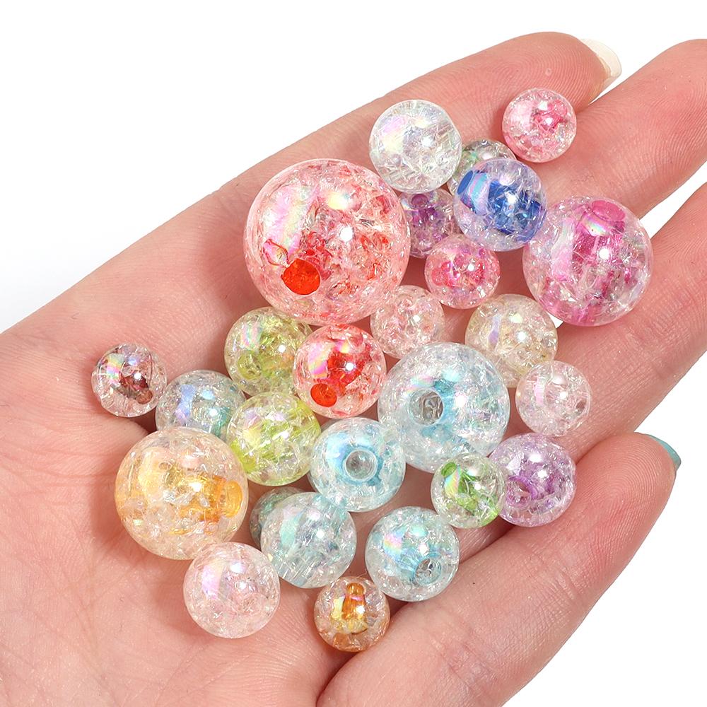 15-100Pcs/lot Acrylic Cracked Crystal Beads 8-18mm Light Colored Loose Beads For Jewelry Making DIY Bracelet Necklace Supplies