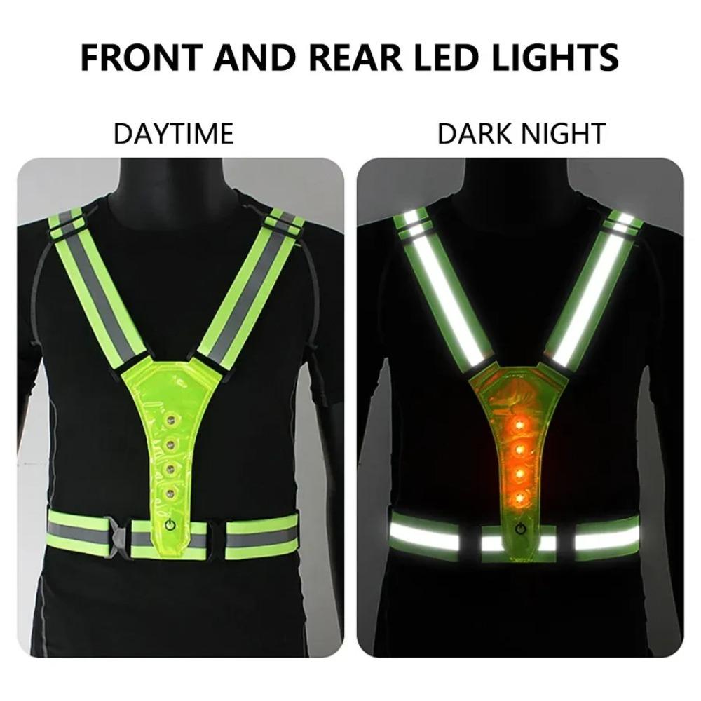Hohe Sichtbarkeit Nachtlaufweste 3 Lichtmodi Verstellbare LED Reflektierende Weste Elastische Blinkende Sportweste