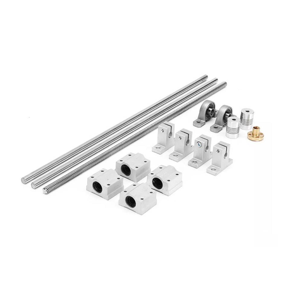 15pcs Set 400mm Optical Axis Guide Bearing Housings Linear Rail Shaft Support Screws Set