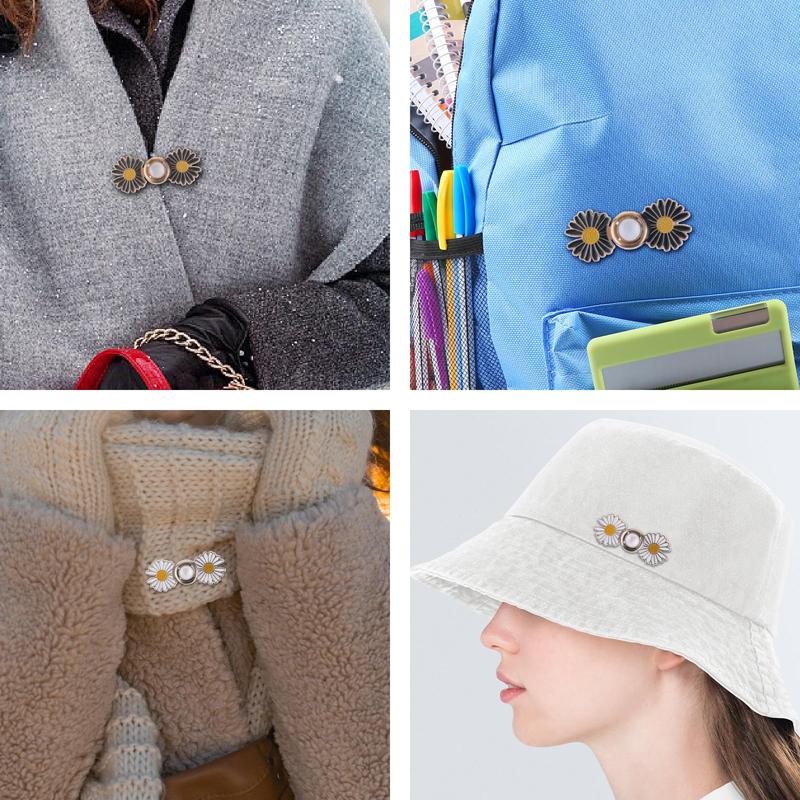 4 Pcs Jeans Buttons Pants Clip Waist Tightener Buttons Flower for DIY Adjustable Waist Buckle