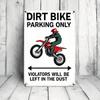 1pc 2D Flat Tin Sign Dirt Bike Parking Only, 12x8 Inch Retro Motorcycle Metal Plaque, Indoor Outdoor Wall Decor for Men