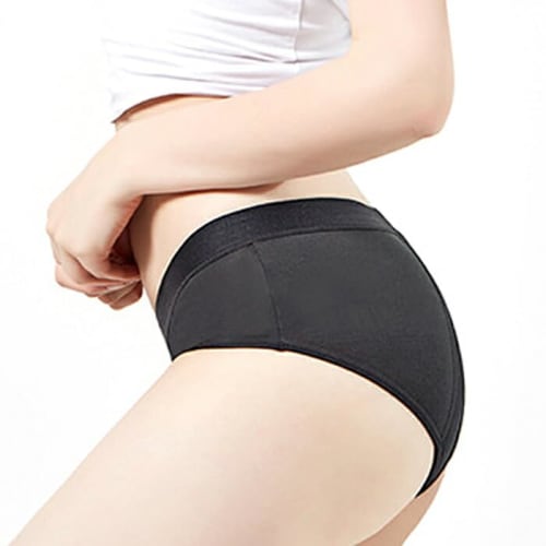 Karly Shop Absorbent Sanitary Panties, Stylish and Leak-Proof for Heavy and Light Flow, Wide Absorbent Surface, Solid Color, Rs10015, Size M, Black