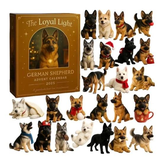 Christmas Advent Calendar German Shepherd Design 24-Day Countdown Decoration Multifunctional Holiday Decor