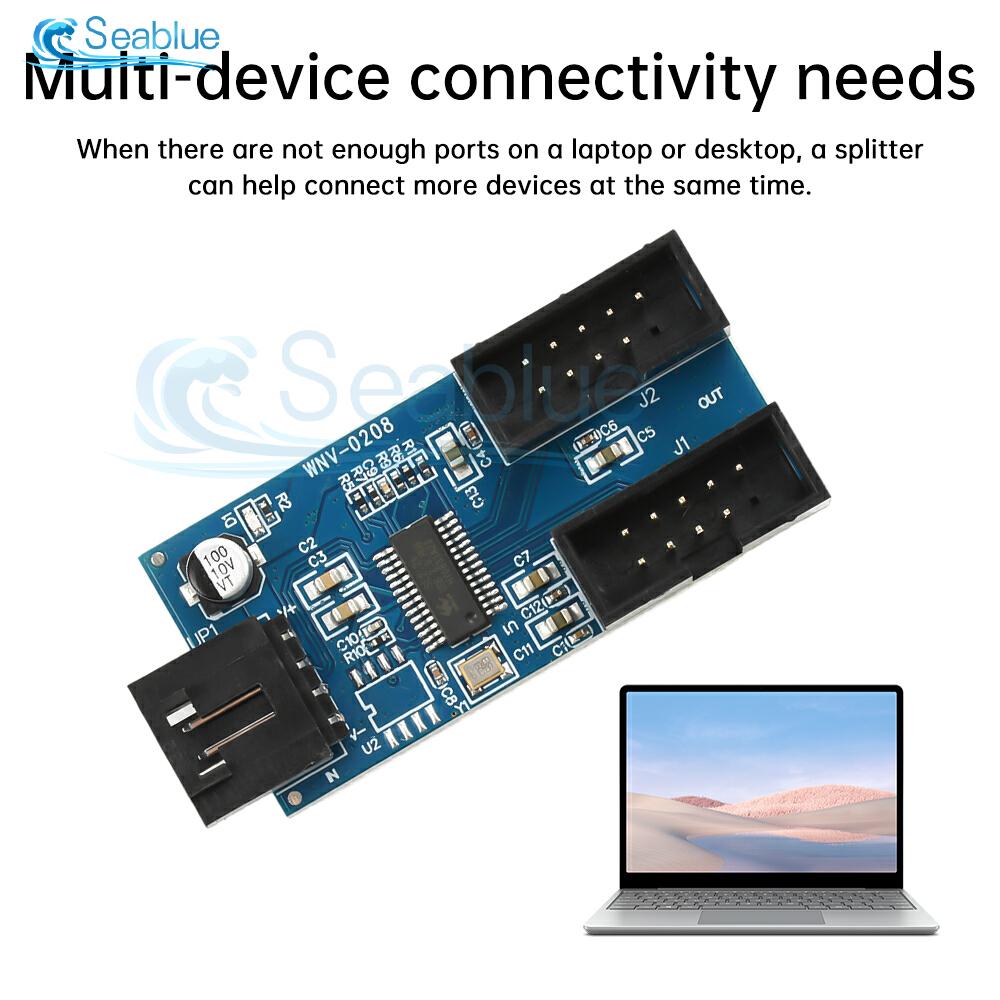 USB Hub USB Splitter USB2.0 9Pin to Dual 9Pin Hub Adapter Riser Motherboard USB 9Pin Header Connector 1 to 2/4 Extension Cable
