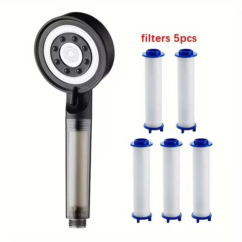 PP Cotton Filter 5-Mode Shower Head Bathroom Home Boost Large Water Outlet Bathroom Accessories Set