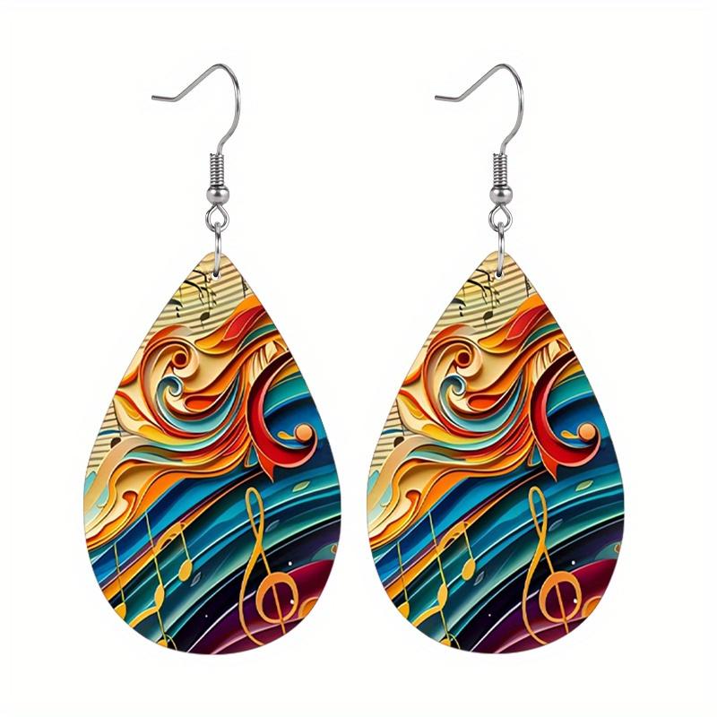 Note Guitar PU Leather Earrings for Women Elegant Fashion Earring Jewelry Matching for Festivals, Banquets, Parties