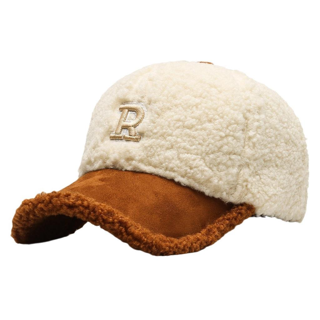 Lamb Wool Hat, Influencer Letter Baseball Cap, Fashionable And Versatile, Makes Your Face Look Smaller, Duckbill Cap