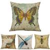 Elegant 18" Butterfly Bees Cotton Linen Pillow Case For Stylish Home Decor