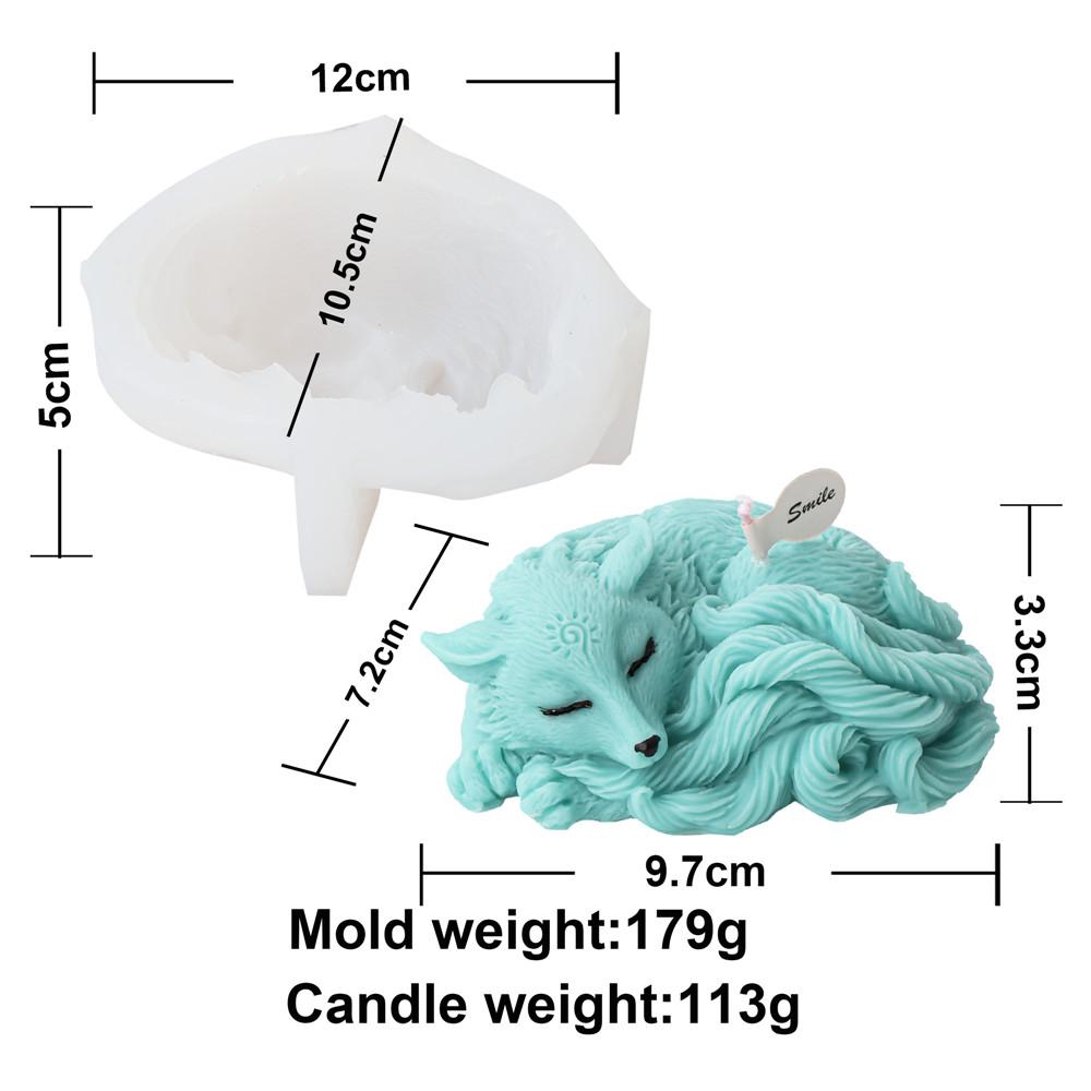 

3D Sleep Fox Candle Mold Animal Cat Resin Casting Resin Making Moulds Cartoon Clay figurine Home Decorate making soap