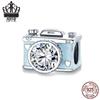 Avle S925 Sterling Silver Shiny Camera Beads DIY Bracelet Jewelry Accessories