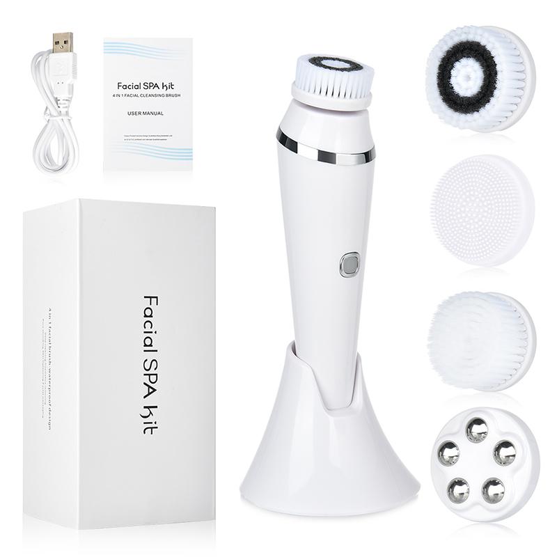 New Arrival Skin Care Device Facial Massager Electric Facial Cleansing Brush Waterproof Soft Silicone Face Washing Brush белый