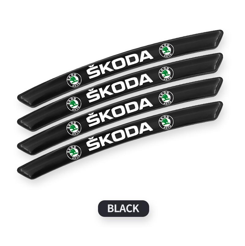 DZXB5 4Pcs Car Wheel Hub Badge Tire Rim 3D Stickers For Skoda Octavia MK2 MK 2 3 A5 A7 A8 Fabia Karoq Superb Rapid Kamiq Scala