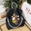 Japanese Style Handmade Waterproof Nylon Canvas Bag with Embroidered Patterns, Large Capacity