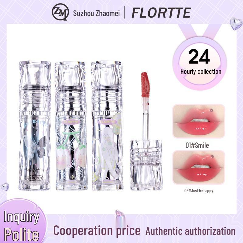 FLORTTE Girls' Dormitory Watery Light Lip Lacquer - So Beautifully Amelia: Transfer-resistant Mirror Gloss