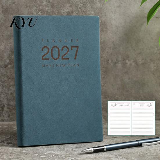 Organizzatore Programma Annuale Completo 2027 Agenda Giornaliera Mensile, Copertina con Texture Pelle di Pecora Vintage, Quaderno Taccuino con Carta Spessa per Ufficio