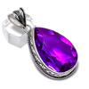 Natural Pink Amethyst Gemstone Handmade 925 Sterling Silver Pendant 2.21" Z5b00