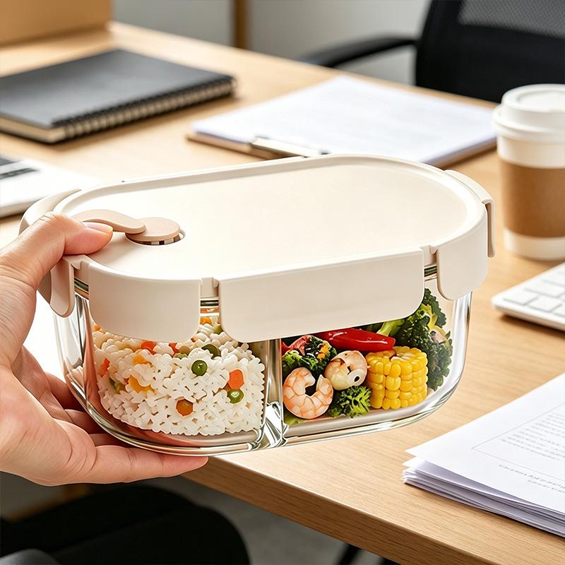 Microwaveable Leak-Proof Glass Lunch Bento Box for Office Workers