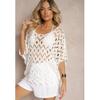 DIMANAF 2025 New Short T-Shirt Women Knitting O-Neck Hollow Summer Style Basic Tops Tees Loose Clothing