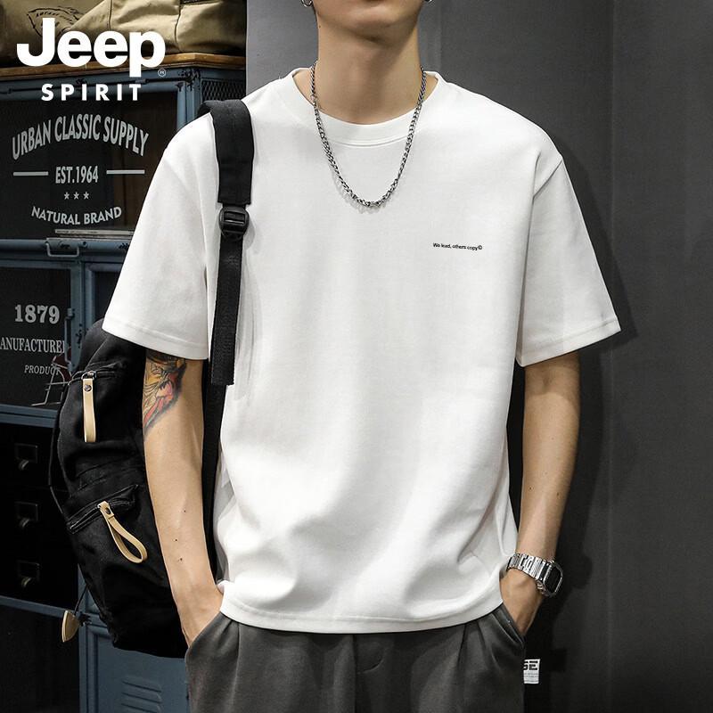 Мужская футболка JEEP SPIRIT с коротким рукавом, тяжелая, в американском стиле 3XL белый