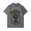 Men's 100% Cotton Crew Neck Short Sleeve T-Shirt, 100% Hardcore Fist United We Stand Print Casual Breathable Tee for Daily Street Wear