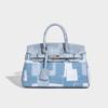 Niche Retro Birkin Bag for Women 2025 New Denim High-Quality Texture Color-Block Stitching Handbag Shoulder Crossbody Bag