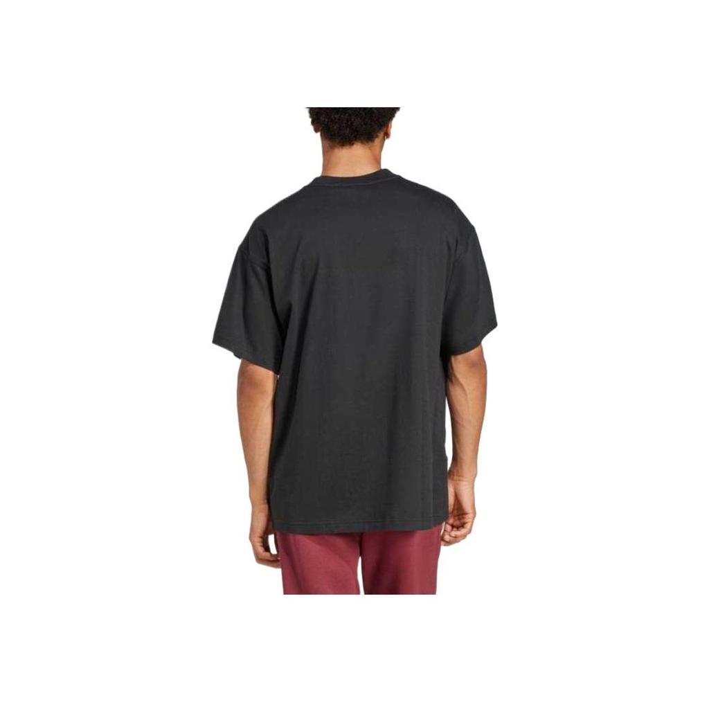 Adidas Originals Trifolio Essentials Oversized Logo Ribbed Crew Neck Short Sleeve T-Shirt Men Tops Black JD0349