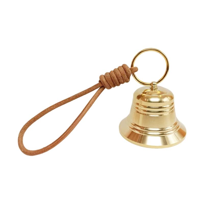 Antique Entry Door Bells Accent with Metal Tone Finish and Hanging Faux Leather Rope for Porch Decors, Hallway Styling and Shops