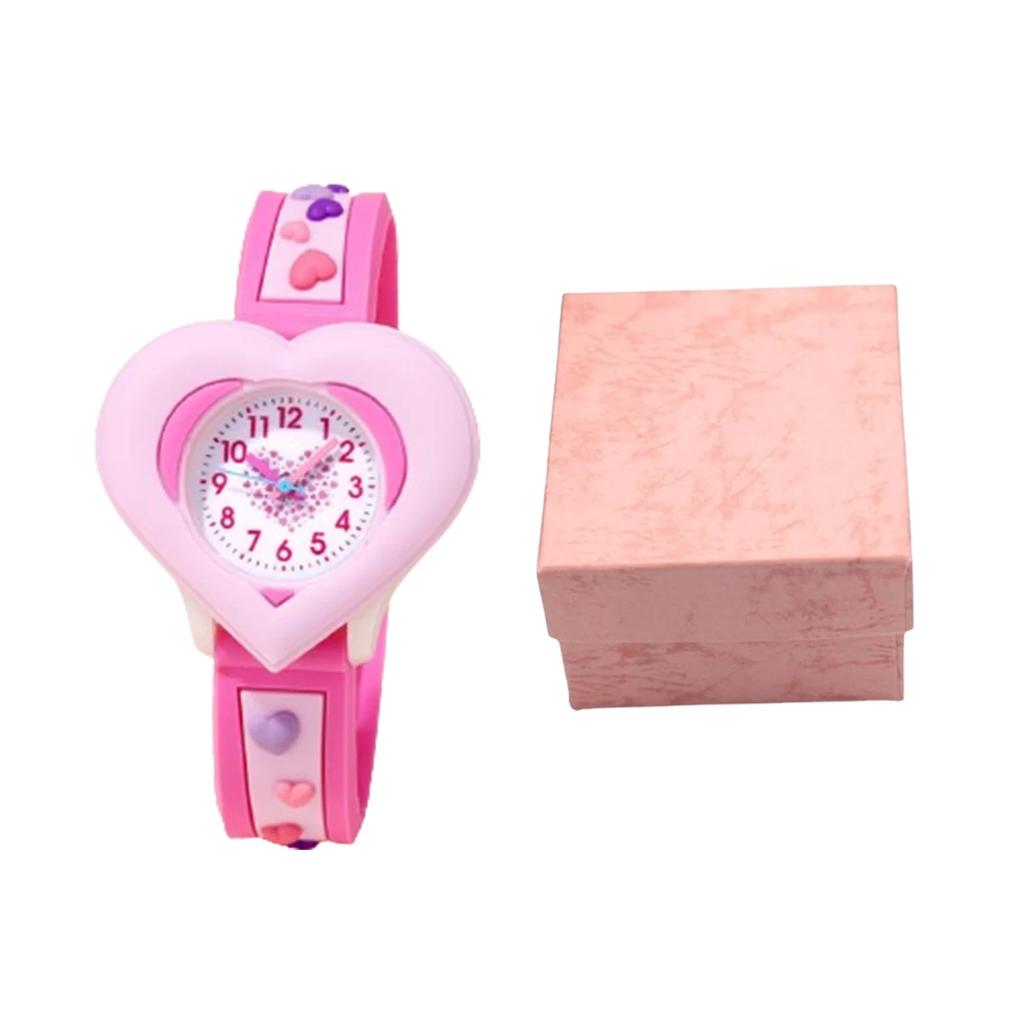 1/2pcs-Cute heart-shaped quartz watch for girls - silicone strap, suitable for Christmas gifts, birthday gifts