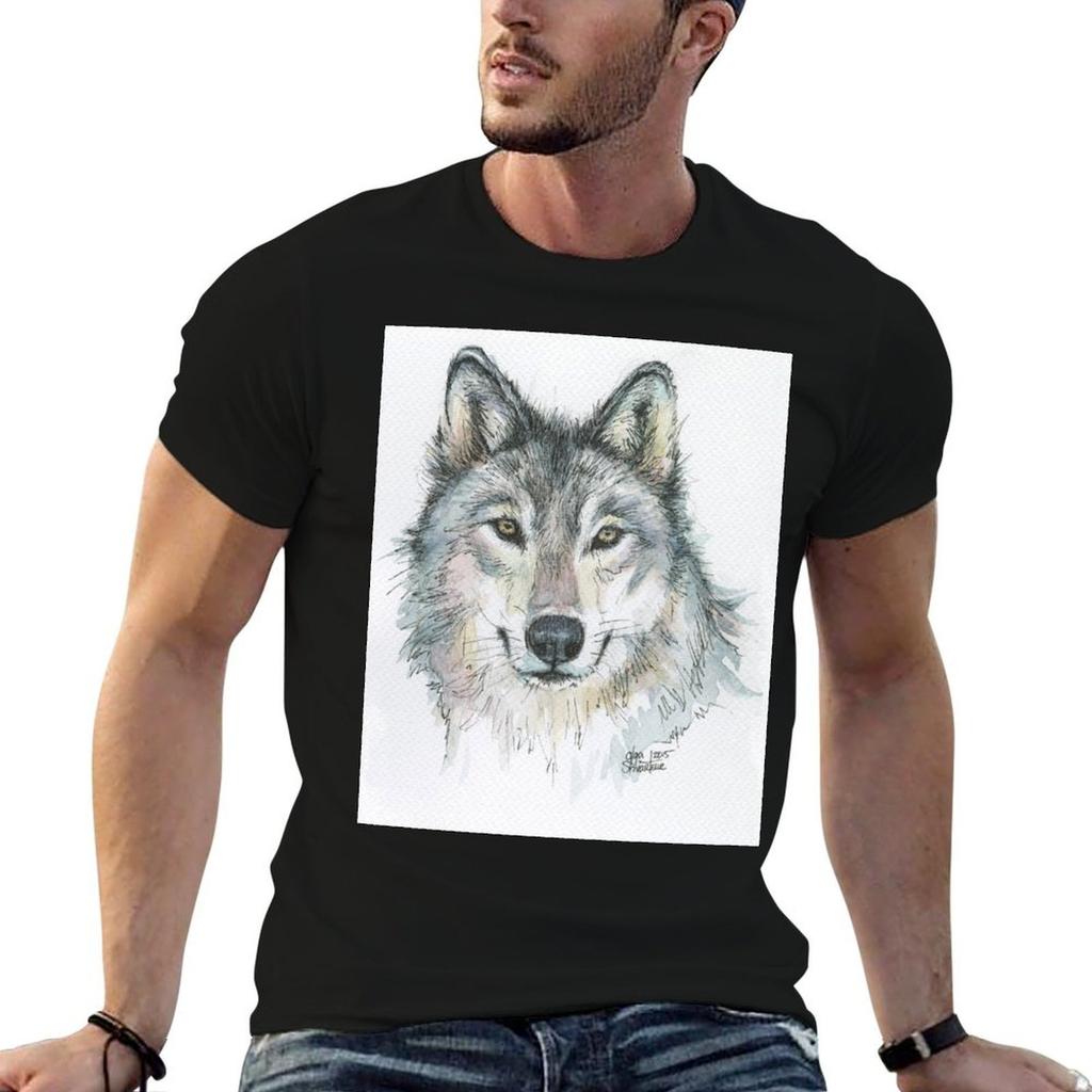 Wolf Watercolor Portrait Wild Animal Art Tshirt T Shirt Personalised Unisex T Shirt Luxury T Shirts For Unisex Slim Fit Tshirt