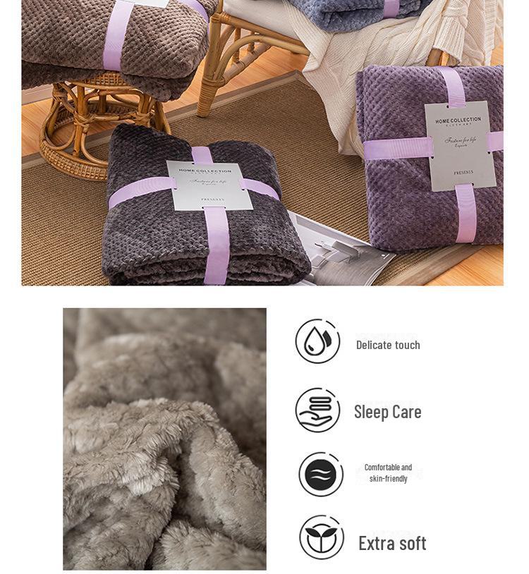 Cross-Border Thick Pineapple Flannel Blanket - Solid Color Coral Fleece Children's Gift Blanket