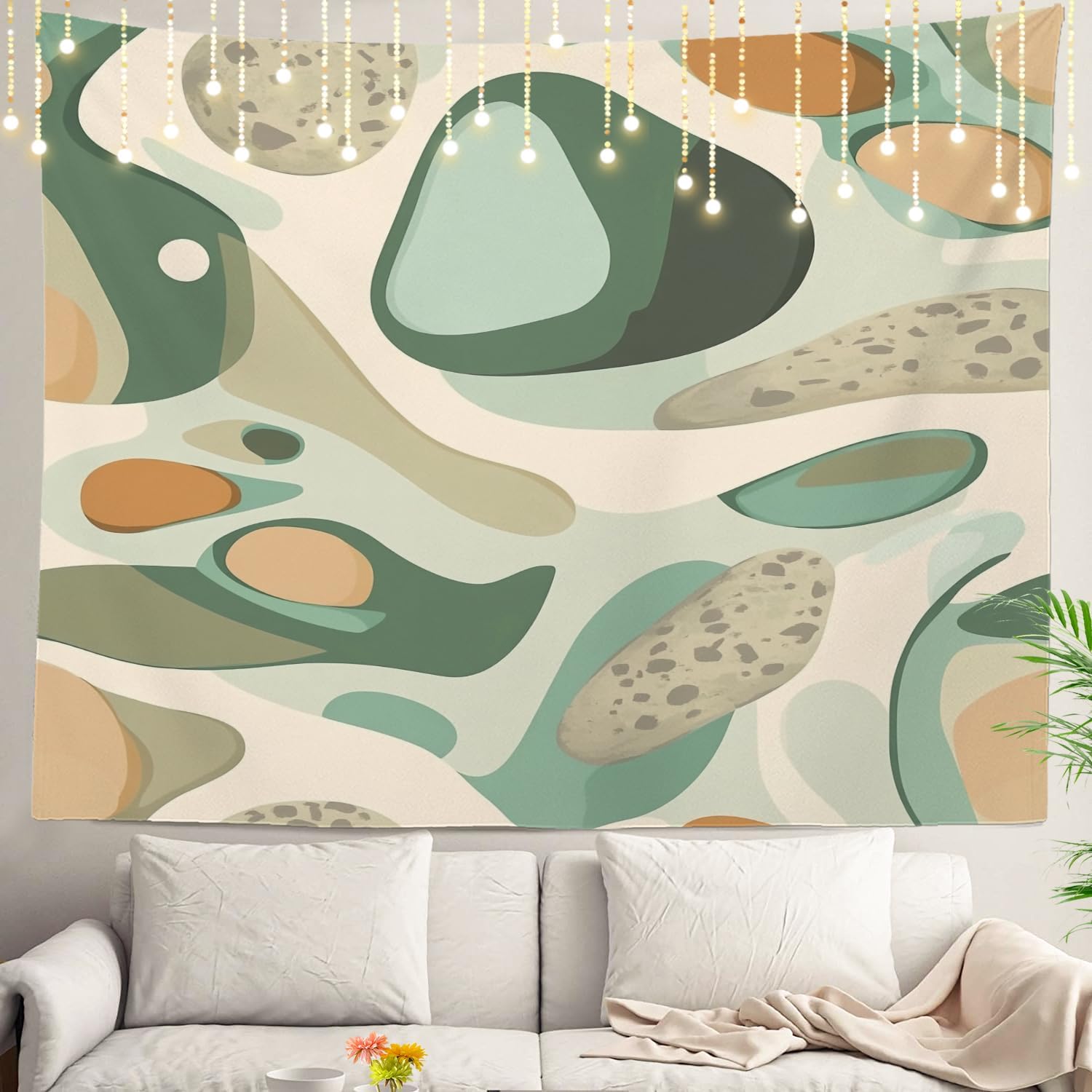 Шрахала Океанская Волна Гобелен Природа Настенное Полотно Большой Психоделический Гобелен для Спальни Гостиной Общежития Черно-Белый 74x94cm(29x37in)